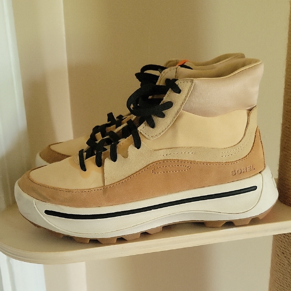 Sorel Beige and Light Brown High-Top Sneakers